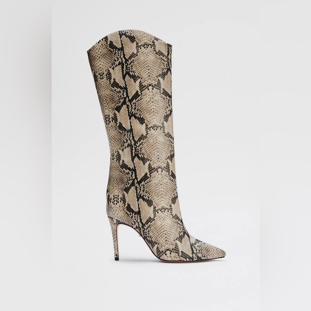 SCHUTZ Black and Cream Snakeskin Heels